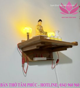 Bàn thờ treo tường, bàn thờ gỗ sồi BTTT06