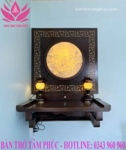 Bàn thờ treo tường mẫu chân thang gỗ sồi BTTT09