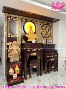 Mẫu phòng thờ đẹp, trang trí phòng thờ gỗ sồi A09