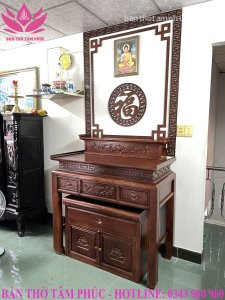 Mẫu bàn thờ chung cư, bàn thờ gỗ sồi đẹp BTCC07