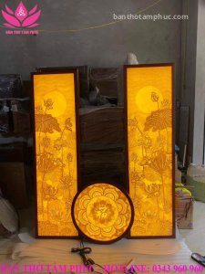 Tranh Trúc Chỉ Mẫu Hoa Sen & Trăng TTC03