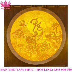 Tranh Trúc Chỉ Hoa Sen Chữ "Phúc" TTC09