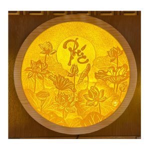 Tranh Trúc Chỉ Hoa Sen Chữ "Phúc" TTC09