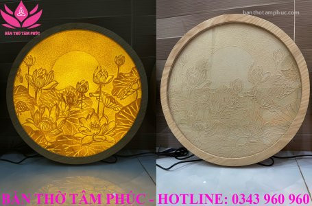 Tranh Trúc Chỉ Mẫu Hoa Sen Trăng TTC13