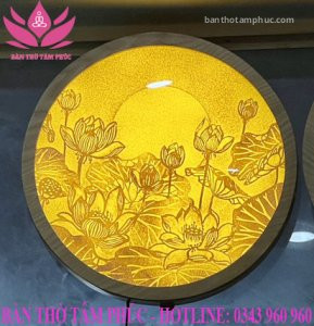 Tranh Trúc Chỉ Mẫu Hoa Sen Trăng TTC14