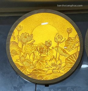 Tranh Trúc Chỉ Mẫu Hoa Sen Trăng TTC14