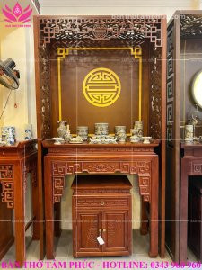 Mẫu bàn thờ chung cư, bàn thờ gỗ sồi đẹp BTCC05