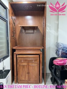 Mẫu bàn thờ chung cư, bàn thờ gỗ gõ đẹp BTCCG03