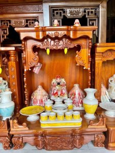 Bàn thờ thần tài ông địa gỗ gõ đỏ BD01