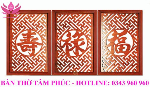 Tấm chống ám khói 81x41cm màu Nâu Chữ Phúc Lộc Thọ (Hán)