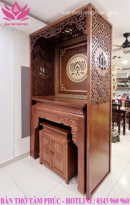 Mẫu bàn thờ chung cư, bàn thờ gỗ gõ đẹp BTCCG05