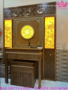 Mẫu bàn thờ chung cư, bàn thờ gỗ sồi đẹp BTCC10