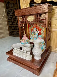 Bàn thờ thần tài ông địa gỗ gõ sồi BD14