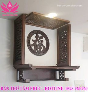 Bàn thờ treo tường mẫu chân thọ gỗ sồi BTTT18