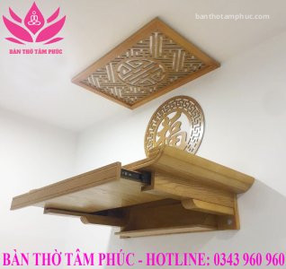 Bàn thờ treo tường mẫu chân gọn gỗ sồi BTTT19