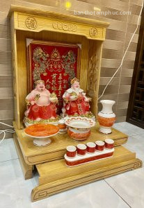 Bàn thờ thần tài ông địa gỗ gõ sồi BD15