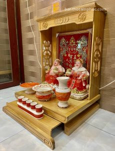 Bàn thờ thần tài ông địa gỗ gõ sồi BD15