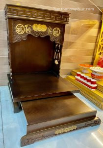 Bàn thờ thần tài ông địa gỗ gõ sồi BD17