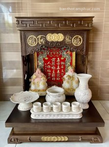 Bàn thờ thần tài ông địa gỗ gõ sồi BD17