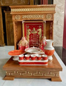 Bàn thờ thần tài ông địa gỗ gõ sồi BD19