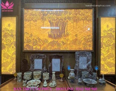 Tranh Trúc Chỉ Mẫu Hoa Sen & Bồ Đề TTC22.