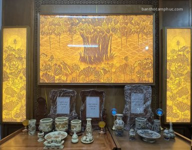 Tranh Trúc Chỉ Mẫu Hoa Sen & Bồ Đề TTC22.