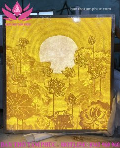 Tranh Trúc Chỉ Mẫu Hoa Sen & Trăng TTC23.