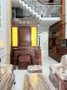 Mẫu phòng thờ đẹp, phòng thờ gia tiên, trang trí phòng thờ gỗ sồi A22.