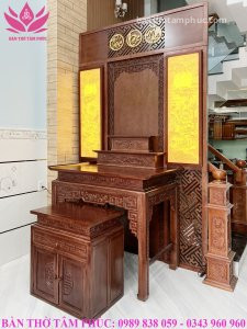Mẫu phòng thờ đẹp, phòng thờ gia tiên, trang trí phòng thờ gỗ sồi A22.