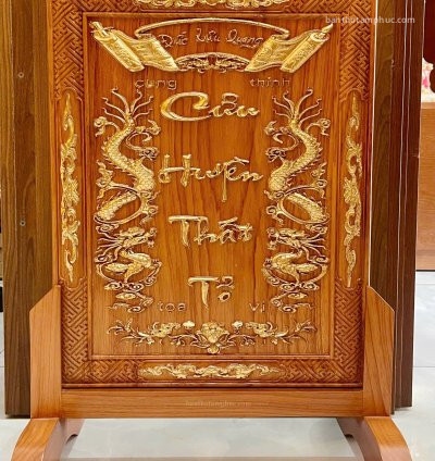 BÀI VỊ CỬU HUYỀN THẤT TỔ GỖ GÕ ĐỎ DÁT VÀNG.