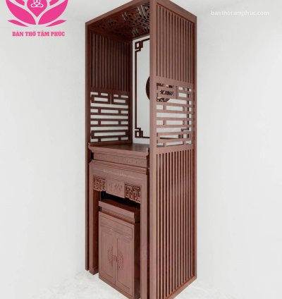 Mẫu phòng thờ đẹp, phòng thờ gia tiên, trang trí phòng thờ gỗ Sồi A76.