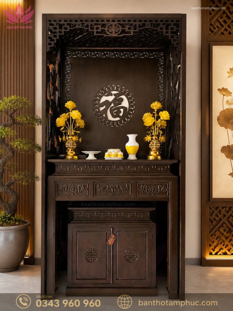 MẪU BÀN THỜ CHUNG CƯ GỖ SỒI ĐẸP – MÃ BTCC04