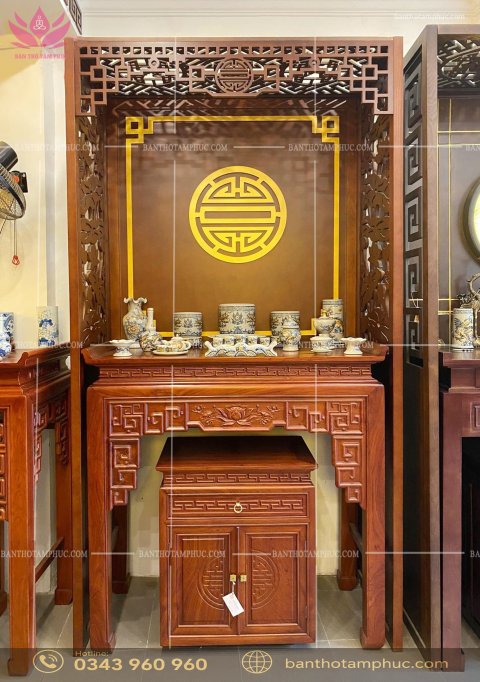 MẪU BÀN THỜ CHUNG CƯ GỖ SỒI ĐẸP – MÃ BTCC05