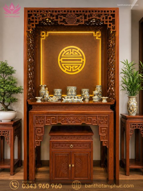 Tủ Thờ Hiện Đại Gỗ Gõ – TTG03