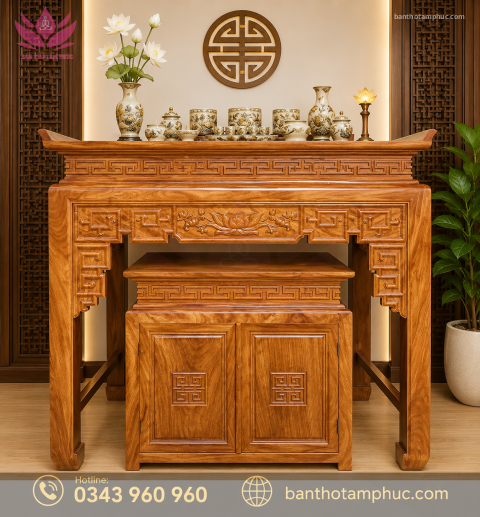 Tủ Thờ Hiện Đại Gỗ Gõ – TTG10