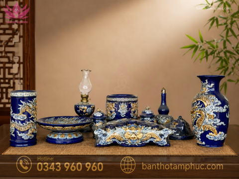 Bộ đồ thờ cúng Bát Tràng Men Rạn – BT20
