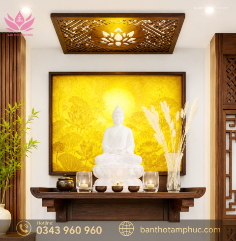 Bàn thờ treo tường mẫu chân gọn gỗ gõ BTTTG01