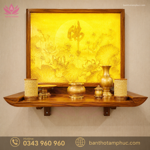 Bàn thờ treo tường mẫu chân gọn gỗ sồi BTTT04