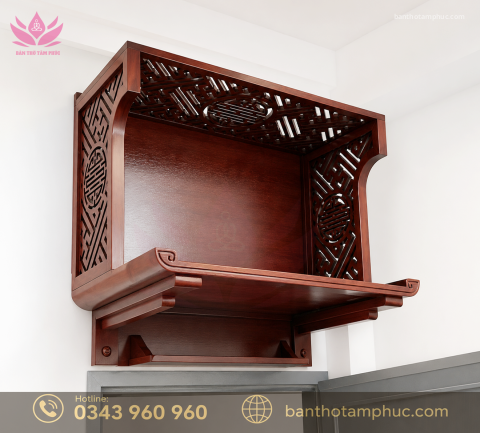 Bàn thờ treo tường mẫu chân gọn gỗ sồi BTTT23