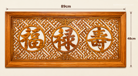 Tấm chống ám khói Chữ Phúc Lộc Thọ (Hán) màu gỏ đỏ 09